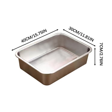 Stainless Steel Cat Litter Box,Non Stick Metal Cat Litter Pan,Rustproof Cat Litter Tray Easy Clean,Large Metal Litter Box for Cats Rabbits,Cats Toilet Metal Kitten Litter Pan,Pet Cleaning Tool