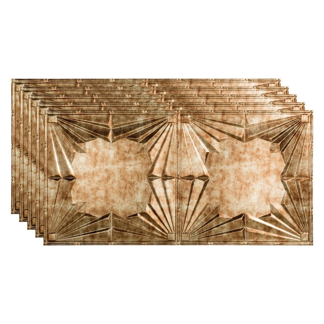 Fasade Art Deco Decorative Vinyl Ceiling Panel, Bermuda Bronze, 2ft x 4ft, 5 Pack