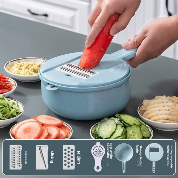 Ensemble de Coupe-Légumes Multifonctionnel de Cuisine Familiale 6 Pcs : Trancheuse Compacte pour Pommes de Terre, Déchiqueteuse et Râpe pour une Préparation de Repas Efficace – Idéal pour Salades, Sautés et Cuisines Mondiales (Bon Budget 10-20 $