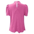 thumbnail image 4 of WEIYLL Womens Tshirt Solid Temperament Loose Short Sleeve Mock Neck Ruffles Pink Tees Sizes XL, 4 of 5
