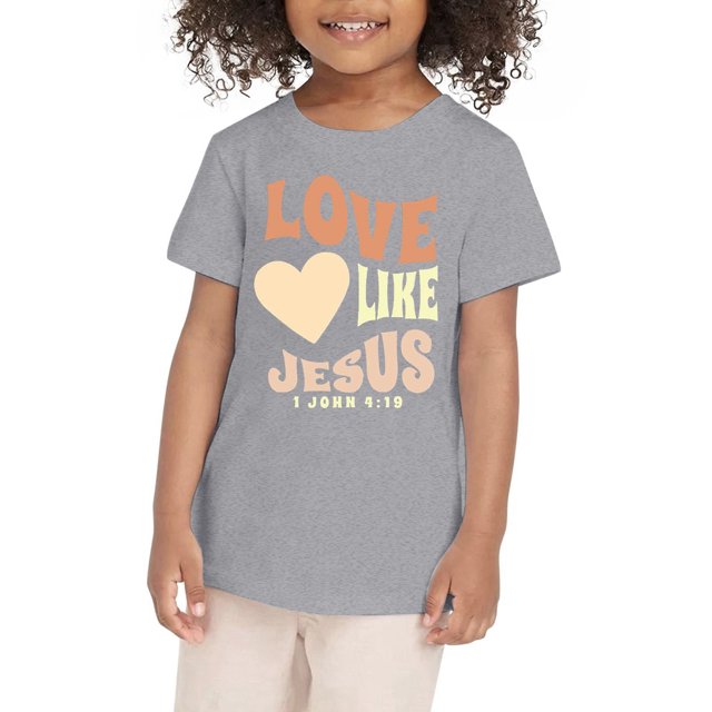 Chemise à Manches Longues pour Enfants Filles Chemise Ajustée à Manches Longues T-Shirt Imprimé Graphique Col Rond Manches Courtes T-Shirts Été Mignons Tendance Hauts Vêtements