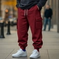 thumbnail image 3 of Yuyuzo Mens Cargo Sweatpants Causal Drawstring Workout Joggers Fleece Solid Color Athletic Pants with Pockets, 3 of 7