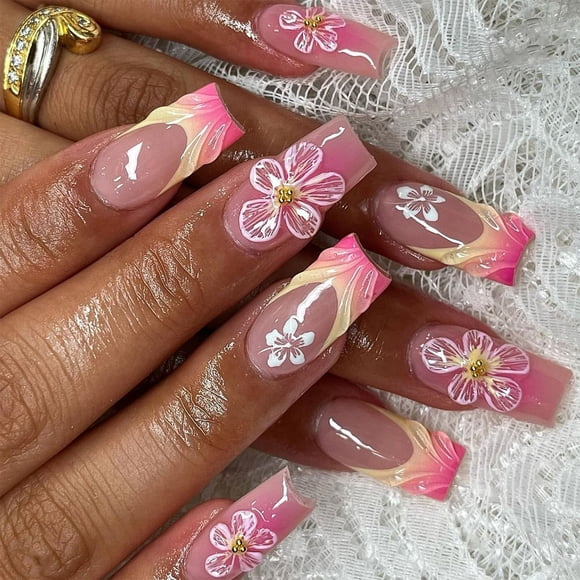 Offres des Fêtes! Gspmoly Faux Ongles, Faux Ongles en Acrylique Pcs d'Ongles Amovibles pour Usage Quotidien Ongles Artificiels Décorations d'Art des Ongles Press On Nails