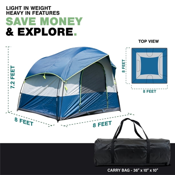 Tente SUV 6 Places 250x250x210 Cm – Toit De Hayon Pour Camping, Facile à Monter, Tissu Oxford 210T Imperméable
