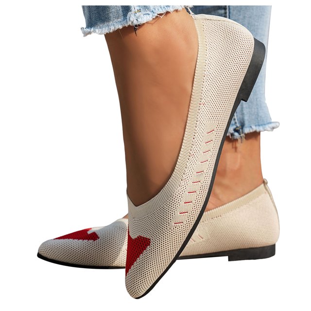 Mepaouo Ballerines pour Femmes à Bout Pointu en Tricot Chaussures de Robe Confort Classiques Souples à Petit Talon Compensé à Enfiler
