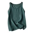 thumbnail image 3 of Yuyuzo Débardeurs pour Femmes en Coton et Lin Col Ras du Cou Camisoles Chemises Sans Manches Blouses Été Débardeur Basique, 3 of 4