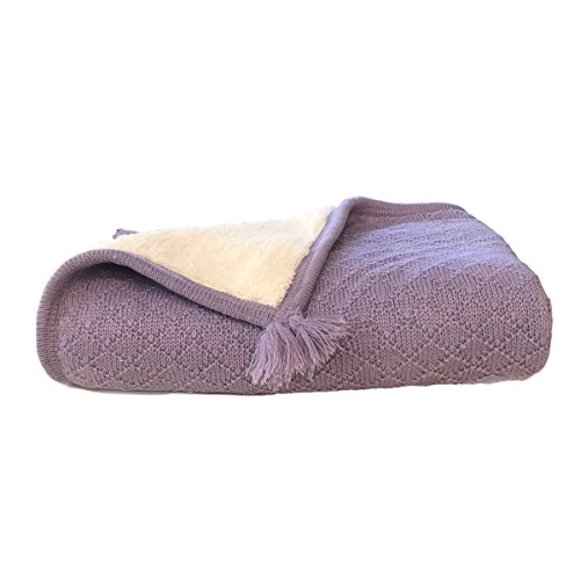 Effe Bebe Knoten Luxe Cable Knit Sherpa Baby Blanket in Lavender
