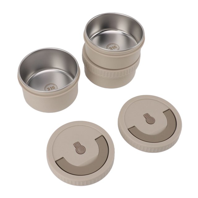 CHICIRIS Insulated Food Container Beige Stainless Steel, Portable Lightweight Lunchbox, Multifunctional Use, Lunch Box For School Office With Bag