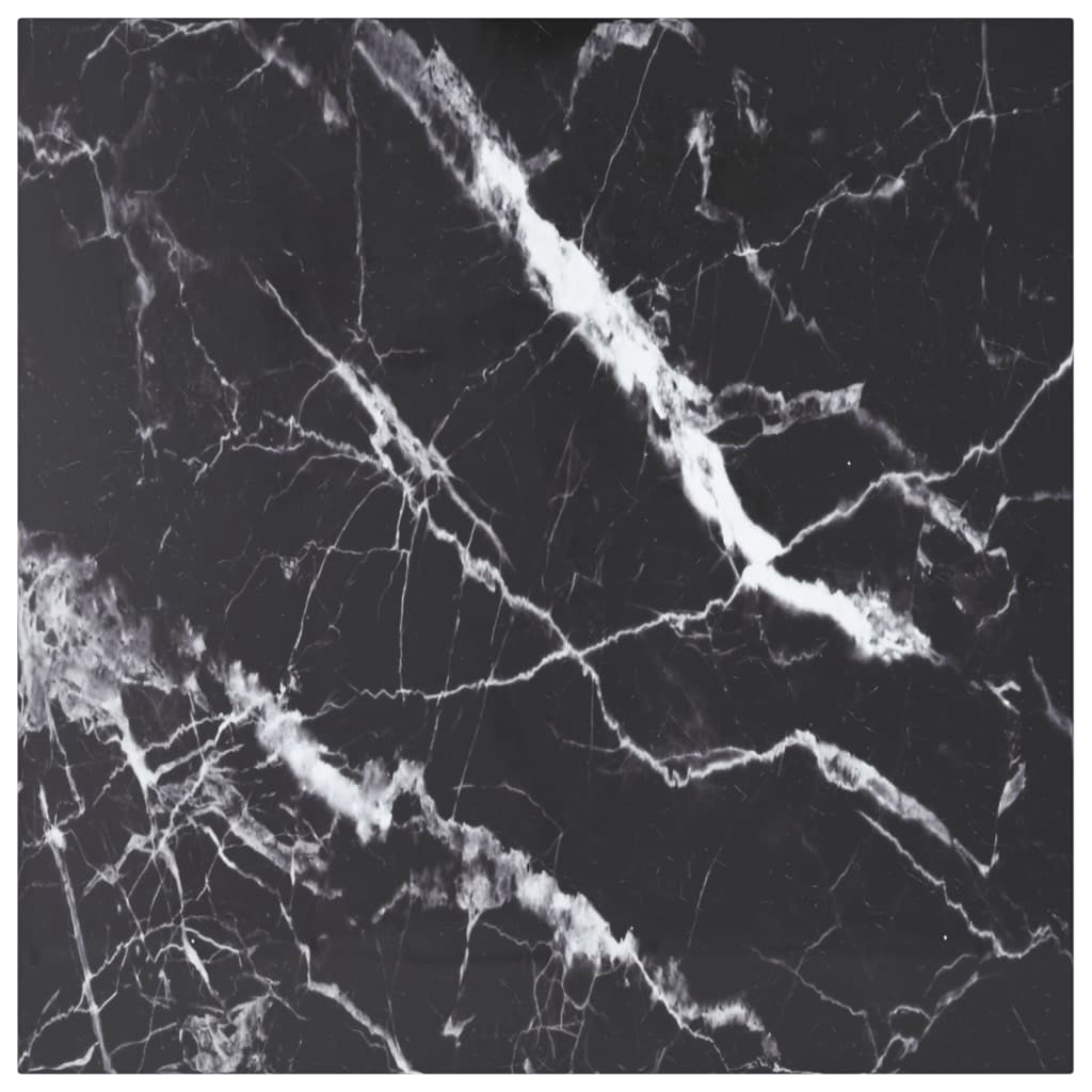 vidaXL Table Noire 70x70 cm 6 mm Verre Trempé avec Design Marbre