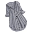 thumbnail image 1 of IROINID Hauts Grande Taille pour Femmes Rayé Manches Longues Col Rabattu Bouton Haut Ample Chemisier, Noir, 1 of 4