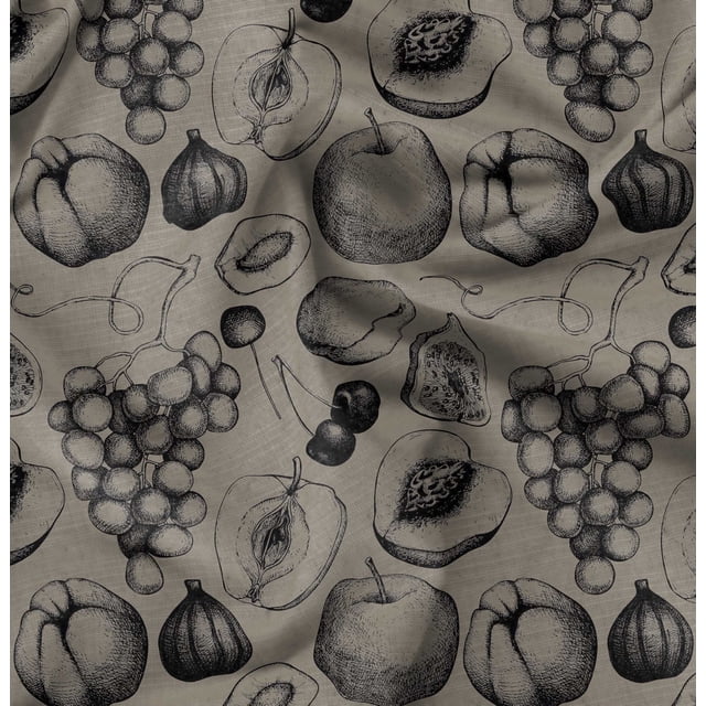 Soimoi polyester Crepe Fabric Mix Fruits Print Fabric by the Yard 52 Inch Wide