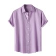 thumbnail image 1 of Penkiiy Chemise Décontractée pour Homme Unie à Col Rabattu à Manches Courtes avec Fermeture à Boutons Blouse Hawaïenne m Violet, 1 of 9