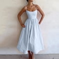 thumbnail image 1 of Robes Grande Taille Sans Manches Longue Bretelles Couleur Unie Dos Nu Robe d'Été Bleue TG, 1 of 5