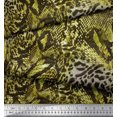 thumbnail image 2 of Soimoi Green Poly Georgette Fabric Fish & Leopard Animal Skin Print Fabric by the Yard 52 Inch Wide, 2 of 3