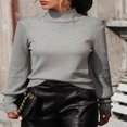 thumbnail image 3 of Ladies‘ Knitted Sweater with Long Sleeves and Turtleneck in Solid Color, 3 of 9