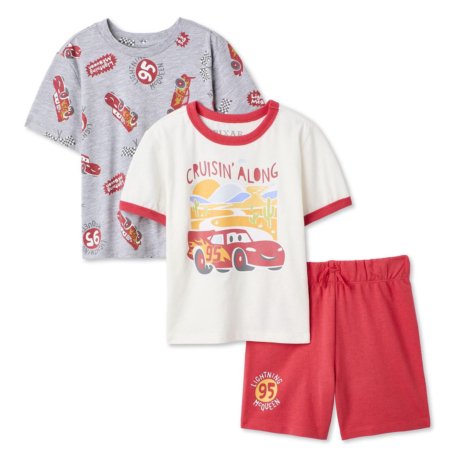 Disney Toddler Boys' Three Piece Cars Short Set