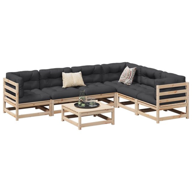 vidaXL Ensemble de Canapé de Jardin 7 Pcs en Bois Massif de Pin