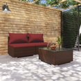 thumbnail image 1 of vidaXL 3 Piece Garden Lounge Set with Cushions Poly Rattan Brown, 1 of 4