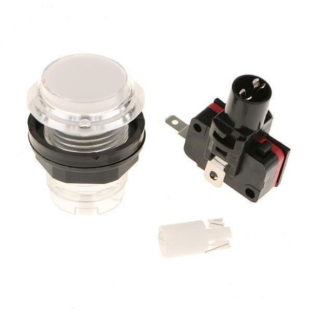 Bunblic 5x32mm Round Game Machine Arcade Push Button LED Illuminated & Switch DC12V White 5 Pcs