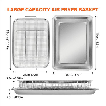 Panier pour Friteuse à Air Chaud pour Four en Acier Inoxydable, Accessoires pour Friteuse à Air Grille de Four et Plateau Croustillant, Antiadhésif
