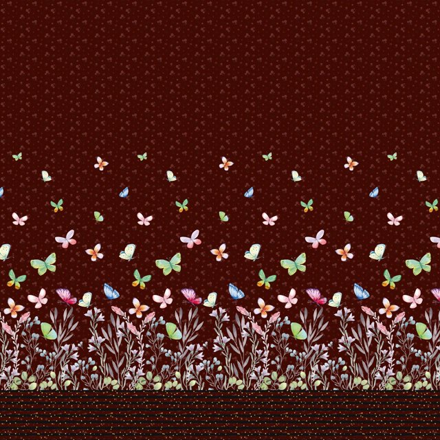 Soimoi Poly Georgette Fabric Leaves,Bell Flower & Butterflies Panel Decor Fabric Printed Yard 42 Inch Wide