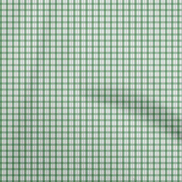 oneOone Polyester Spandex Light Green Fabric Check Dress Material Fabric Print Fabric By The Yard 56 Inch Wide