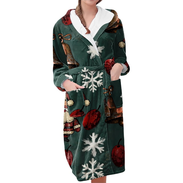 Peignoirs pour Femmes Peignoir Long Chaud Tendance à Manches Longues d'Hiver Pyjama Robe de Nuit