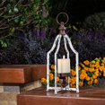 thumbnail image 2 of Glitzhome Farmhouse White Metal Lanterns Decorative Hanging Candle Lanterns (White Small), 2 of 6