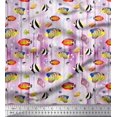 thumbnail image 1 of Soimoi Cotton Cambric Fabric Fish & Shells Ocean Print Fabric by The Yard 56 Inch Wide, 1 of 2