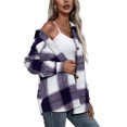 thumbnail image 3 of Women Plaid Flannel Shirt Jacket Button Down Lapel Long Sleeve Shacket Cardigan Coats Fall Spring Clothes, 3 of 5