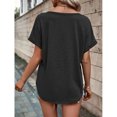 thumbnail image 3 of Birdeem Womens Summer Solid Color V-Neck Button Top Short Sleeve Lapel Shirt, 3 of 8