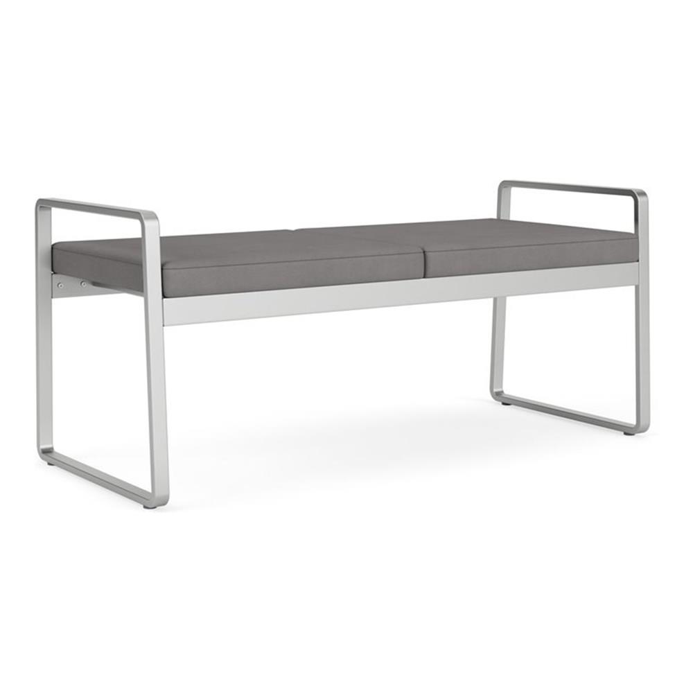 Banc 2 Places pour Réception et Salle d'Attente Gansett / Acier Argenté / Gris Pâle