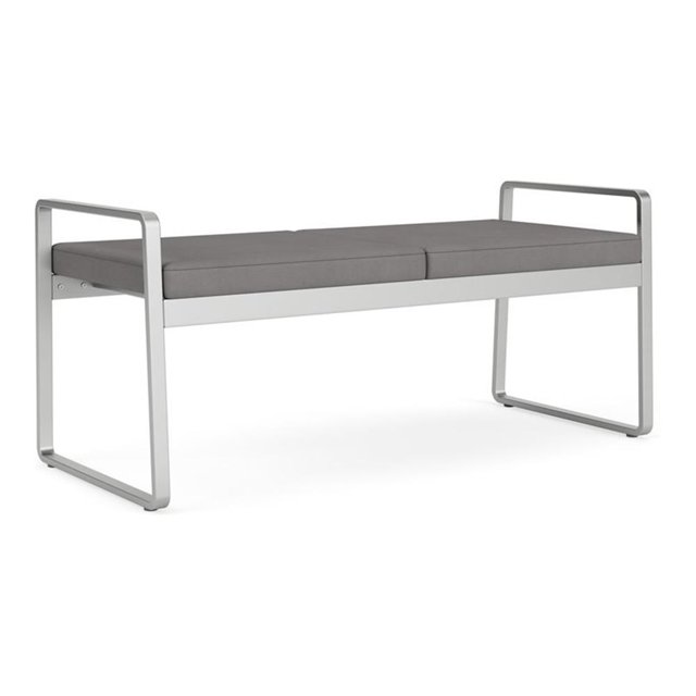 Gansett Reception Waiting Room 2-Seat Bench / Silver Steel / Light Gray