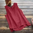 thumbnail image 2 of Ketyyh-chn99 Hauts Femmes Vêtements Tendance 2024 Été Sans Manches Col en V Camisole Débardeur Coupe Ample T-Shirt T-Shirts Rouge,2TG, 2 of 4