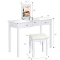 thumbnail image 2 of Costway Coiffeuse Table de Maquillage Bureau à Rabat Miroir 2 Tiroirs avec Tabouret, 2 of 10