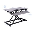 thumbnail image 3 of Rocelco Convertisseur de Bureau Assis-Debout avec Support Double pour Moniteur - Rehausseur de Table de 31,5 Pouces avec Support pour Tablette, Poste de Travail à Hauteur Réglable - Plateau de Clavier Profond pour Portable - Gris (R VADRG-DM2), 3 of 5