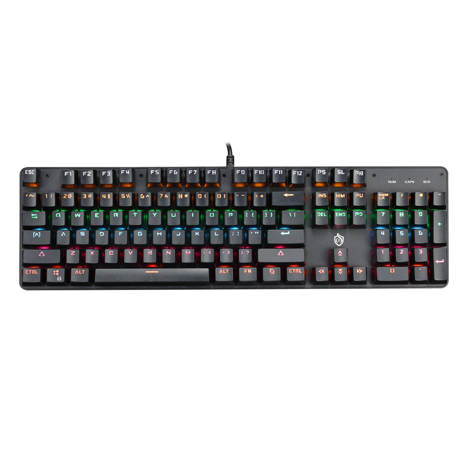 TFixol Compact 104-Key USB Mechanical Gaming Keyboard with 9 RGB Backlight Modes, Keycap Puller, and Ergonomic Design in Black