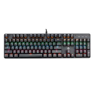 TFixol Compact 104-Key USB Clavier de jeu mécanique avec 9 RGB Modes rétroéclairage, tire-clavier et design ergonomique en noir