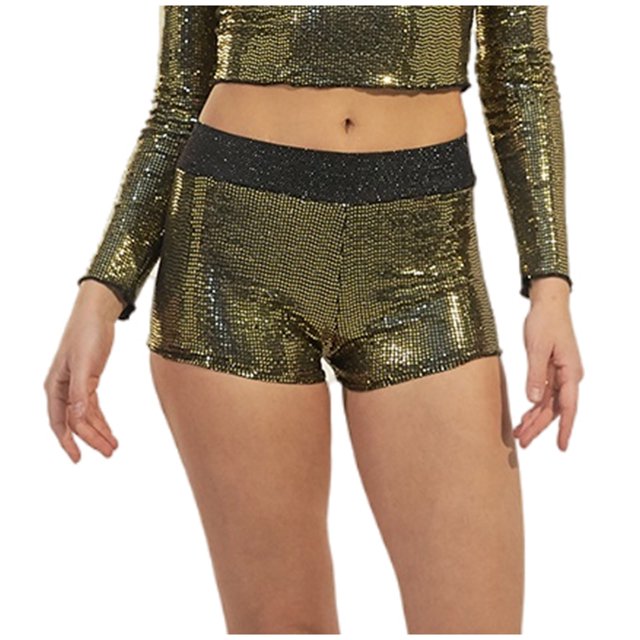 Timegard Women's Sequin Elastic Waist Slim Shorts, Solid Color, XX-Large