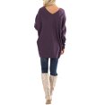 thumbnail image 5 of Women Long SLeeve V Neck Irregular Hem Tunic Top, 5 of 5