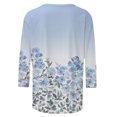 thumbnail image 5 of Pompotops Mode Femmes Confortable Col Rond Manches 3/4 Imprimé Casual T-shirt Chemisier Dégagement, 5 of 5