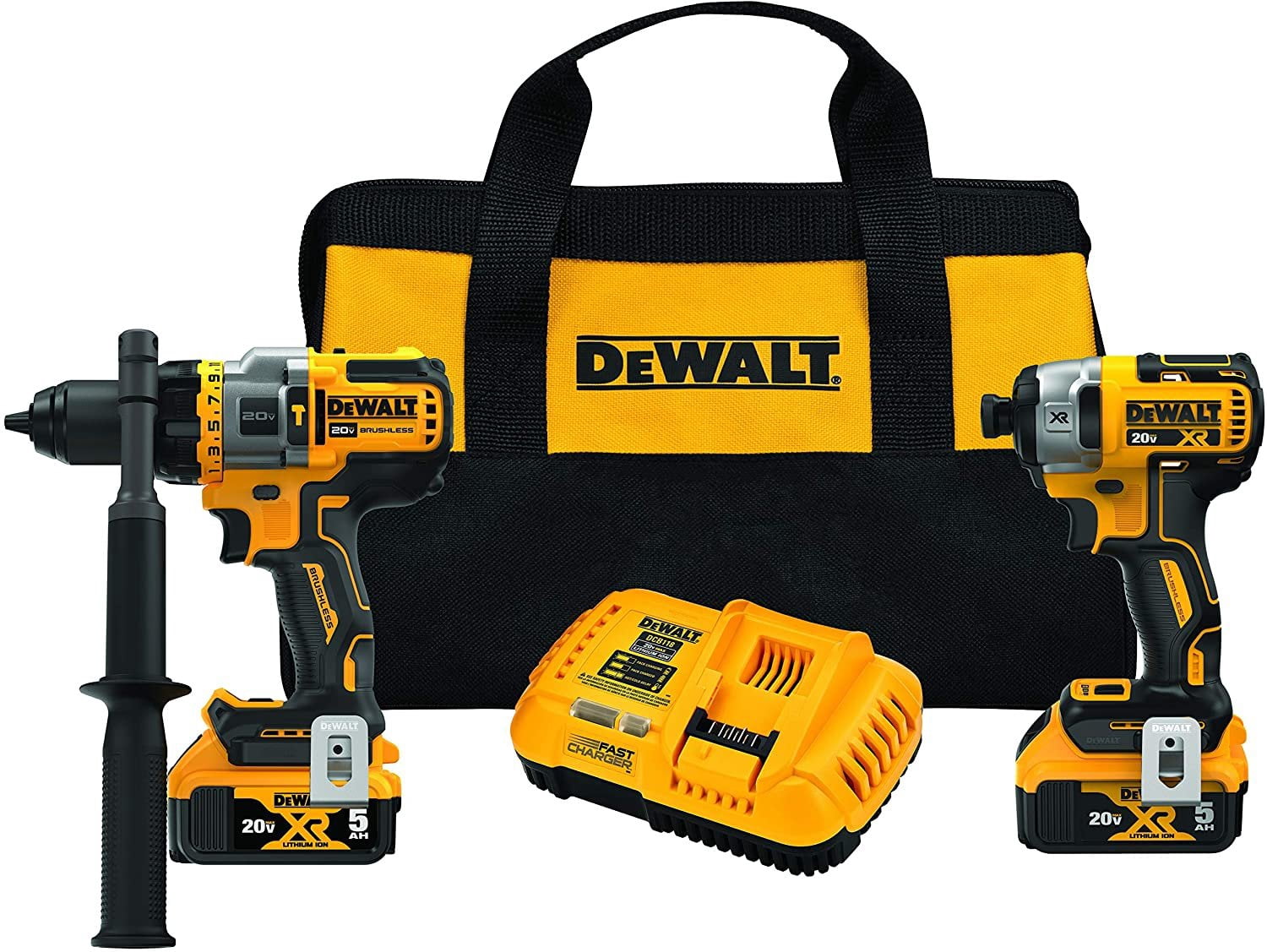 DEWALT DCK2100P2 20V MAX Brushless Cordless 2-Tool Kit Including Hammer Drill/Driver with FLEXVOLT Advantage