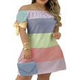thumbnail image 1 of MesaSe Robe d'Été à Imprimé Floral pour Femmes, Robe Mini à Rayures à Épaules Dénudées, Robe Décontractée Ample avec Nœud, Mode Urbaine TTG, 1 of 3