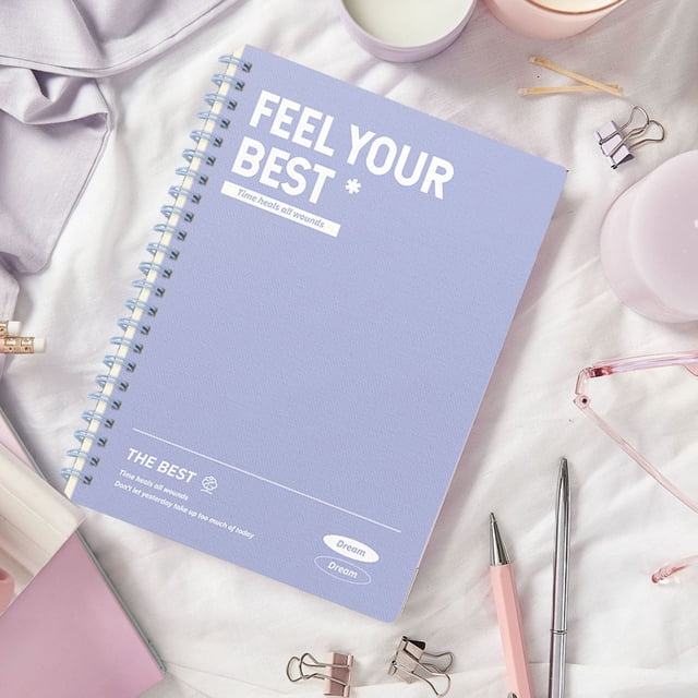 Tyidzon A5 Horizontal Thickened Coil Notebook Excerpt Colorful Plastic Cover Student Notebook Quality Writing Paper No Additive, Back to School Supplies