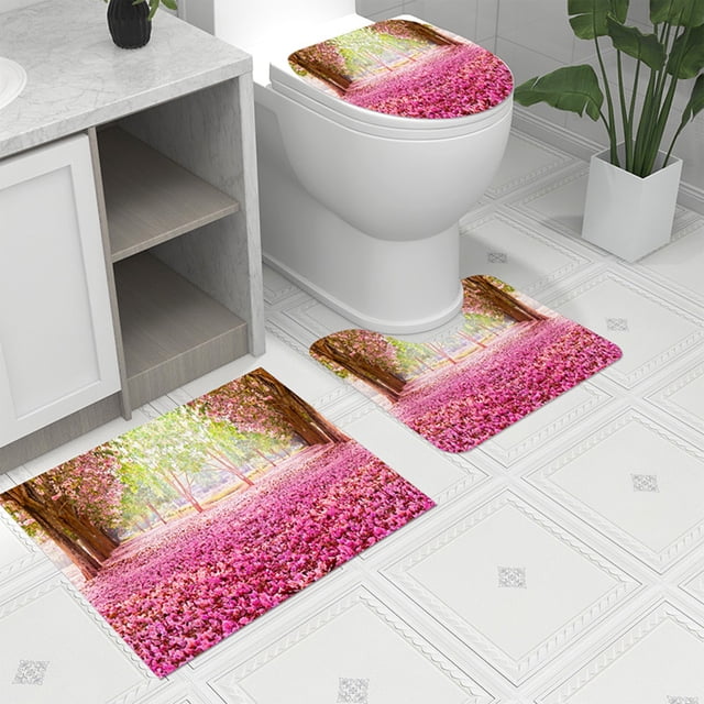 Chmadoxn Bathroom Rugs, Rugs for Living Room, Area Rug, Bath Mat Toilet Floor Mat U-shape Foot Mat Bathroom Bathroom Mat Printing Modern Mat Toilet Door Mat Three Sets carpeting carpeting