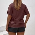 thumbnail image 3 of Timegard Womens Tops Plus Size Side Ruched Drop Shoulder Crewneck Short Sleeve Workout Top Comfy Casual, 3 of 6