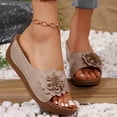 thumbnail image 3 of Orthopedic Platform Sandals for Women 2025 Boho Beach Flower Wedge Dress Slip on with Arch Support, 3 of 5