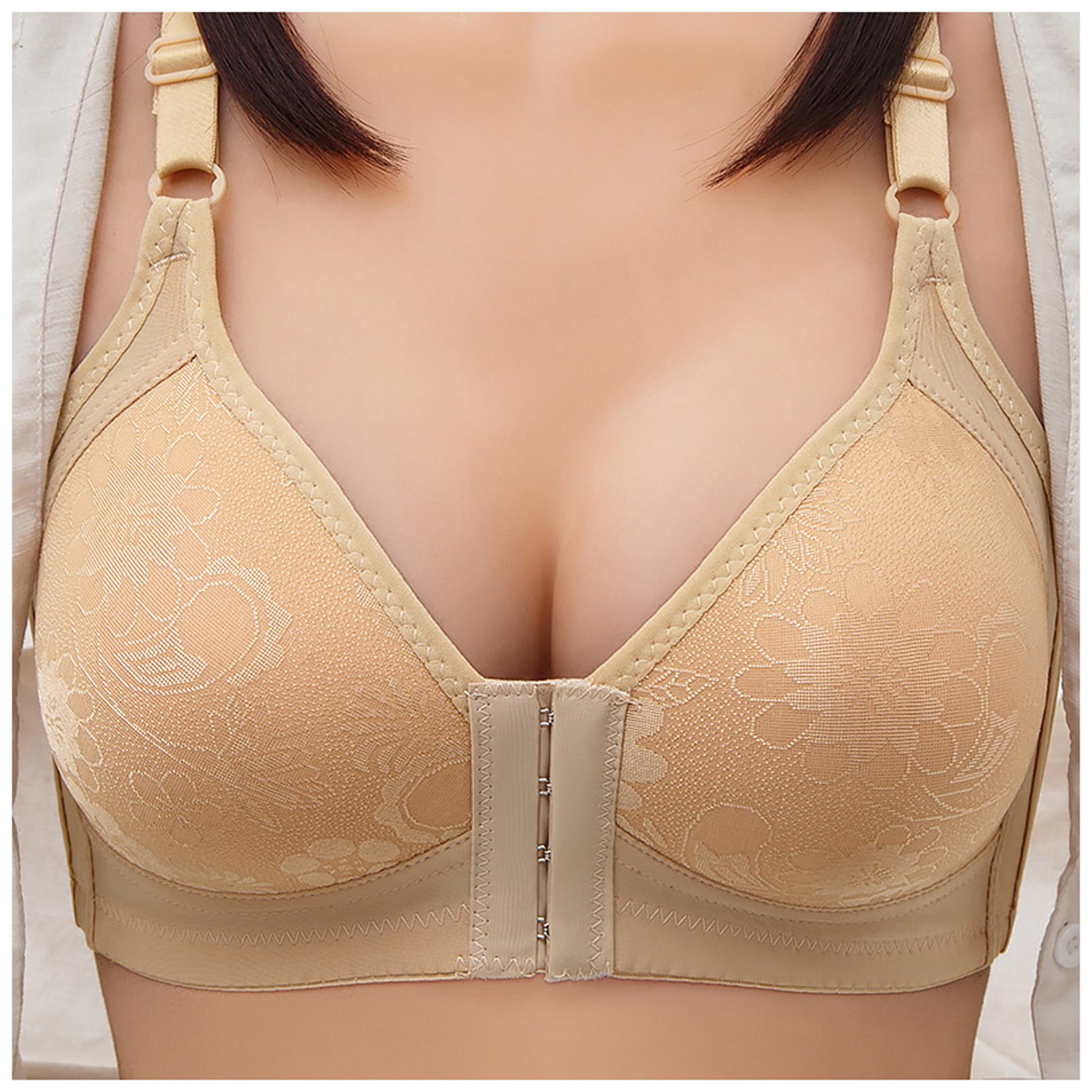 Timegard Front Closure Bras for Women No Underwire Adjustable Strap Full Support Comfortable Seniors Bra