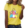 thumbnail image 1 of Pxiakgy Liquidation! T-Shirts de Pâques pour Femmes T-Shirt Lapin Heureux Col Rond Tee-Shirt Graphique Œuf de Pâques Hauts Graphiques de Vacances Mode Col Rond Imprimé de Pâques Manches Courtes T-Shirt Jaune TTG, 1 of 5