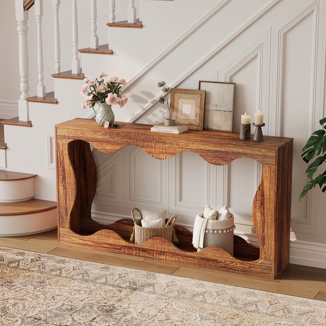 63" Console Table with Storage, Narrow Sofa Table for Entryway or Hallway, Long Behind Couch Table, Accent Table for Living Room, Bedroom